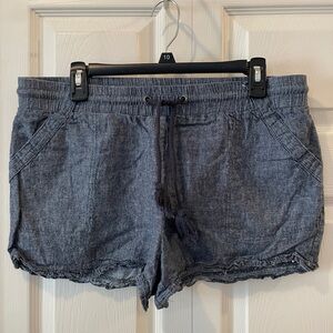 Rewind Heather Denim Blue Women's Shorts with Ruffle Hem Detail, Size XL